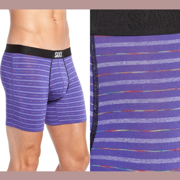 NIB SAXX‎ [ Small ] Vibe Stretch Boxer Briefs in Purple Gradient Stripe - Picture 2 of 16